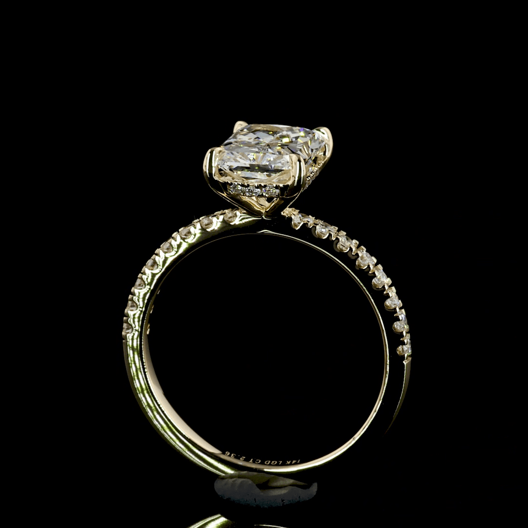 2.3 Carat Radiant Shape Hidden Halo Lab Grown Diamond Ring