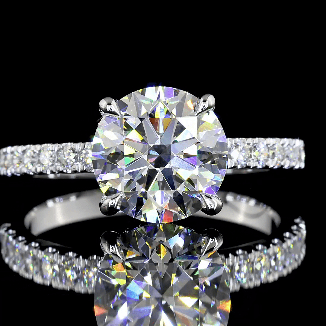 2.4 Carat Round Shape Hidden Halo Lab Grown Diamond Ring