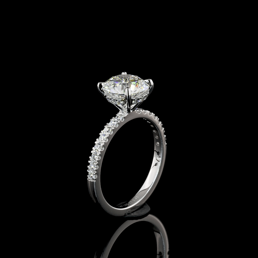2.4 Carat Round Shape Hidden Halo Lab Grown Diamond Ring