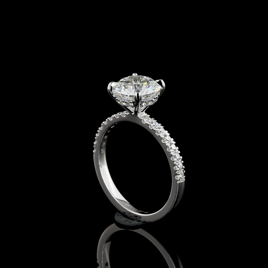 2.4 Carat Round Shape Hidden Halo Lab Grown Diamond Ring