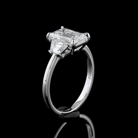 2.8 Carat Emerald Lab Grown Diamond Three-Stone Ring