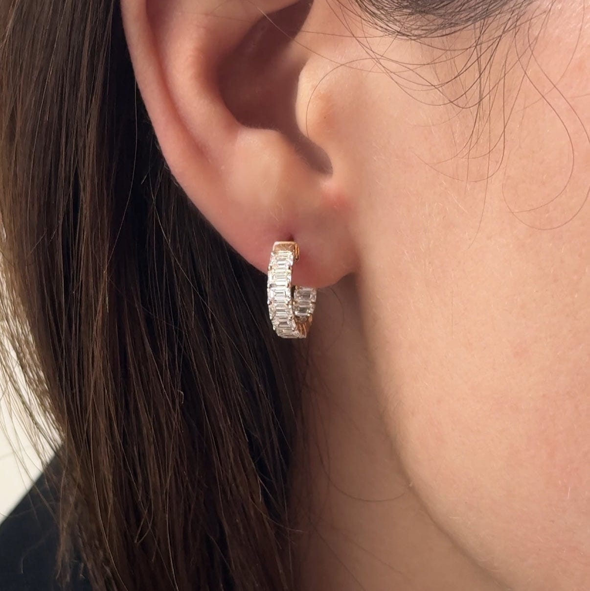 2 Carat Lab Grown Huggie Earrings in Yellow Gold