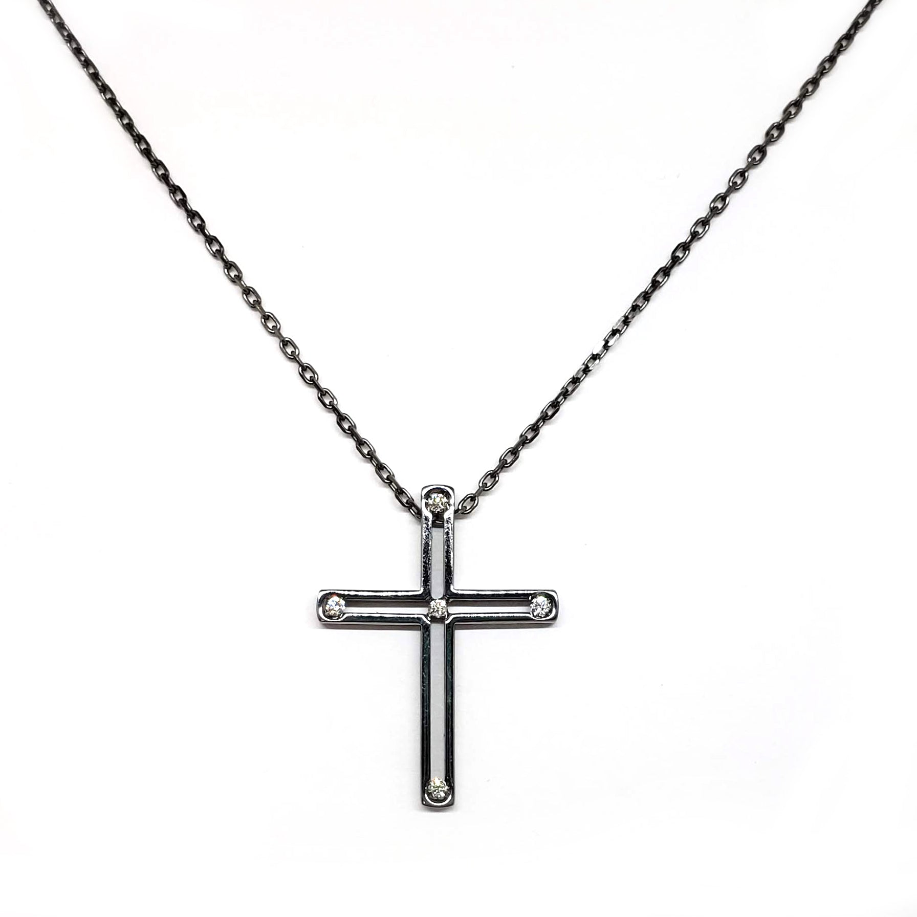 Damiani Black Cross Pendant With 18K Gold And Diamonds