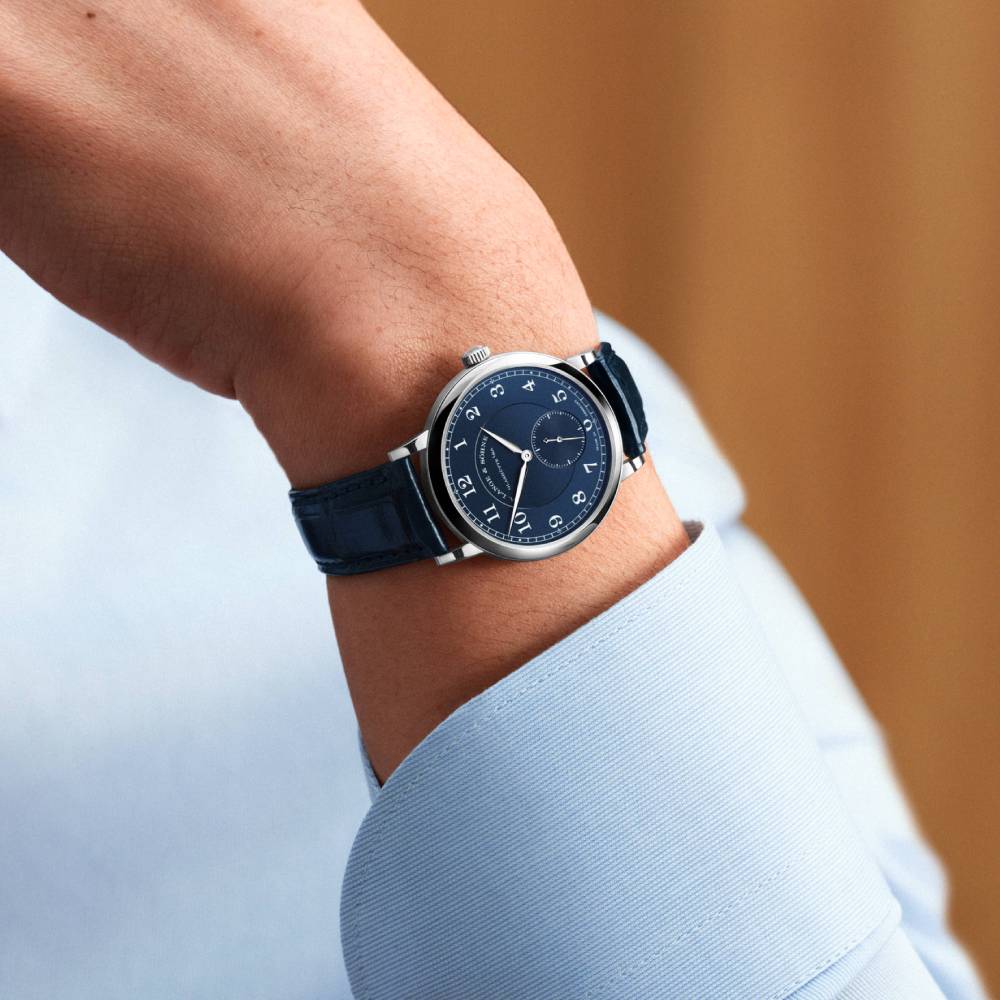 2025 Model A. Lange & Söhne 1815 34mm - Ref: 220.028 Blue Dial in 18k White Gold Case, Blue Alligator Leather