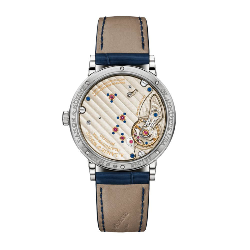 2025 Model A. Lange & Söhne 1815 34mm - Ref: 220.028 Blue Dial in 18k White Gold Case, Blue Alligator Leather