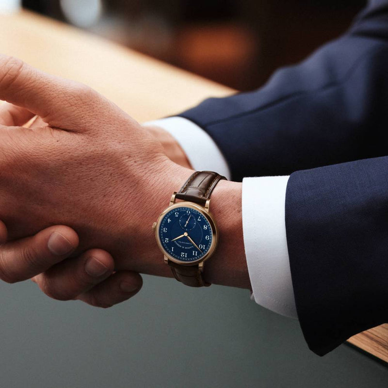 2025 Model A. Lange & Söhne 1815 34mm - Ref: 220.037 Blue Dial in 18k Rose Gold Case, Brown Alligator Leather