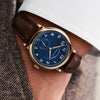 2025 Model A. Lange & Söhne 1815 34mm - Ref: 220.037 Blue Dial in 18k Rose Gold Case, Brown Alligator Leather