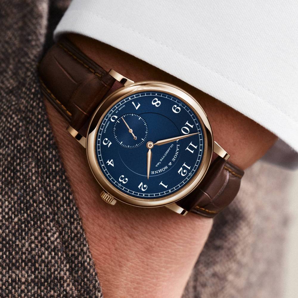 2025 Model A. Lange & Söhne 1815 34mm - Ref: 220.037 Blue Dial in 18k Rose Gold Case, Brown Alligator Leather