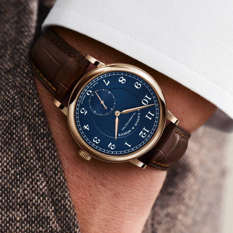 2025 Model A. Lange & Söhne 1815 34mm - Ref: 220.037 Blue Dial in 18k Rose Gold Case, Brown Alligator Leather