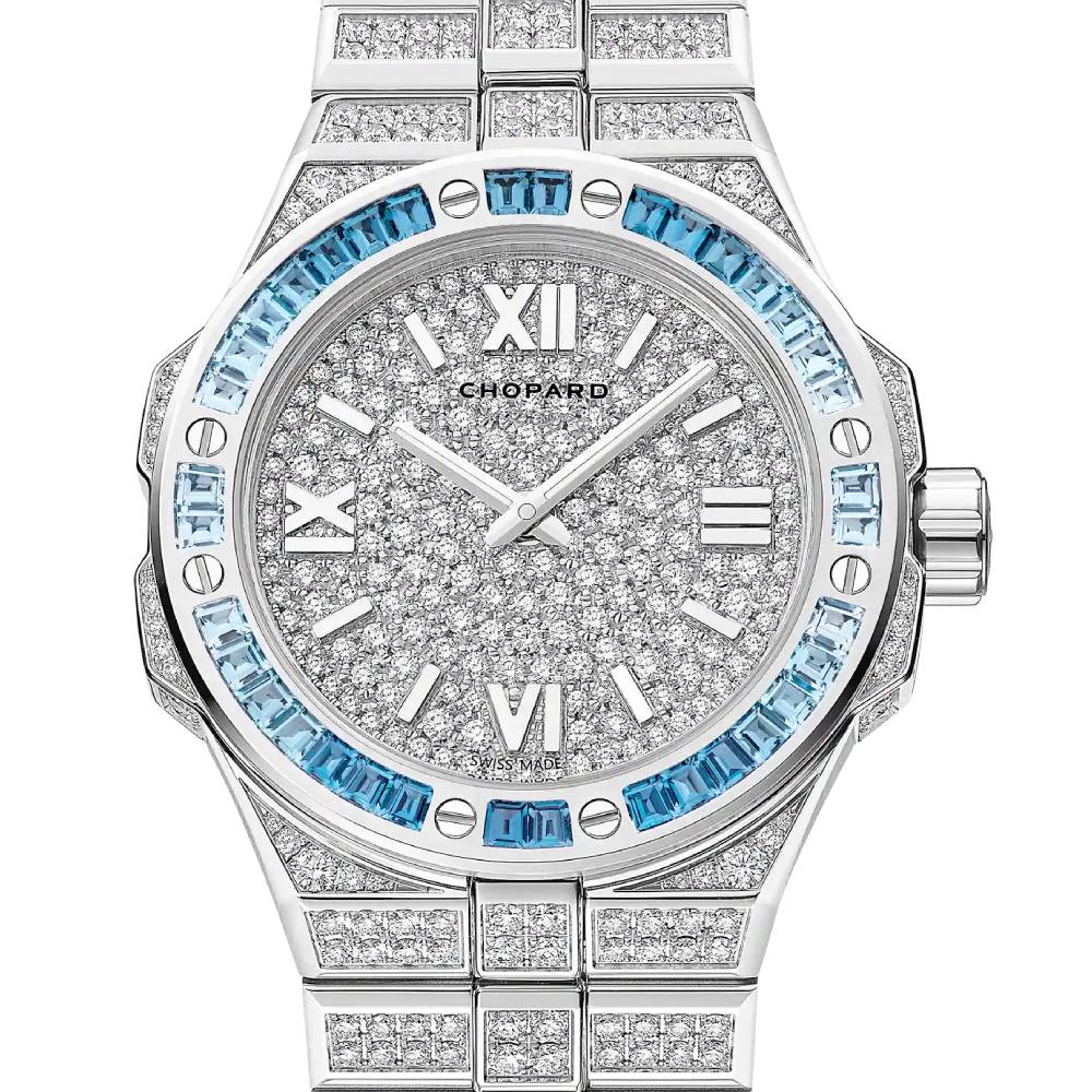 2025 Model Chopard Alpine Eagle 33 mm Watch - Ref: 295384-1004 - White Gold and Diamonds Dial in 18k White Gold Bracelet