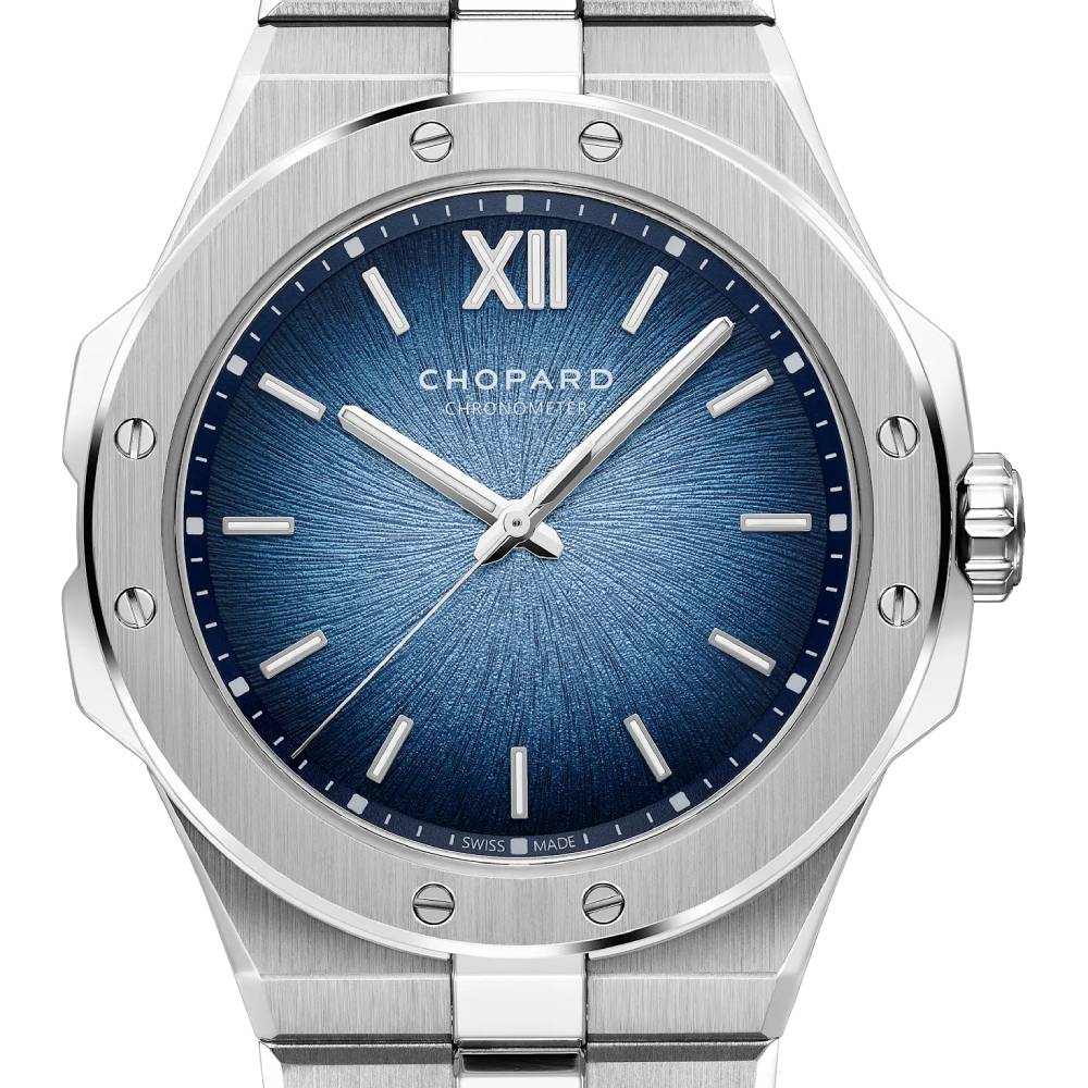 2025 Model Chopard Alpine Eagle 41mm Watch - Ref: 295396-9001 - Blue Dial in Platinum Case, Platinum Bracelet