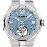 2025 Model Chopard Alpine Eagle Flying Tourbillon 41mm Watch - Ref: 298616-3003 - Blue Dial in Stainless Steel Bracelet