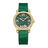 2025 Model Chopard Happy Sport 33 mm Watch - Ref: 275378-0001 - Malachite Green Dial in 18k Yellow Gold Case, Green Leather Strap