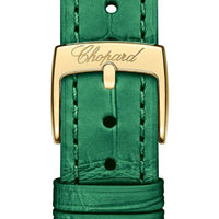 2025 Model Chopard Happy Sport 33 mm Watch - Ref: 275378-0001 - Malachite Green Dial in 18k Yellow Gold Case, Green Leather Strap