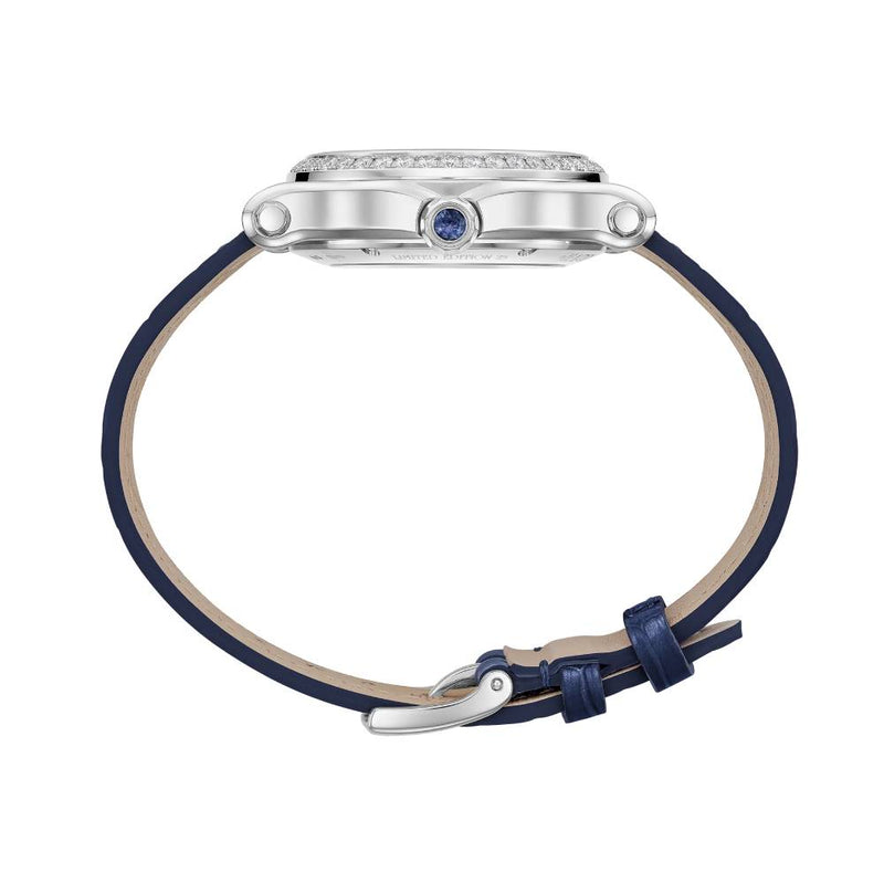 2025 Model Chopard Happy Sport 33 mm Watch - Ref: 275378-1003 - Blue Roman Dial in 18k White Gold Case, Blue Leather