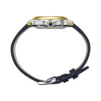 2025 Model Chopard Happy Sport 36 mm Watch - Ref: 278559-4001 - White Dial in 18k Yellow Gold & Stainless Steel Case, Blue Leather Strap