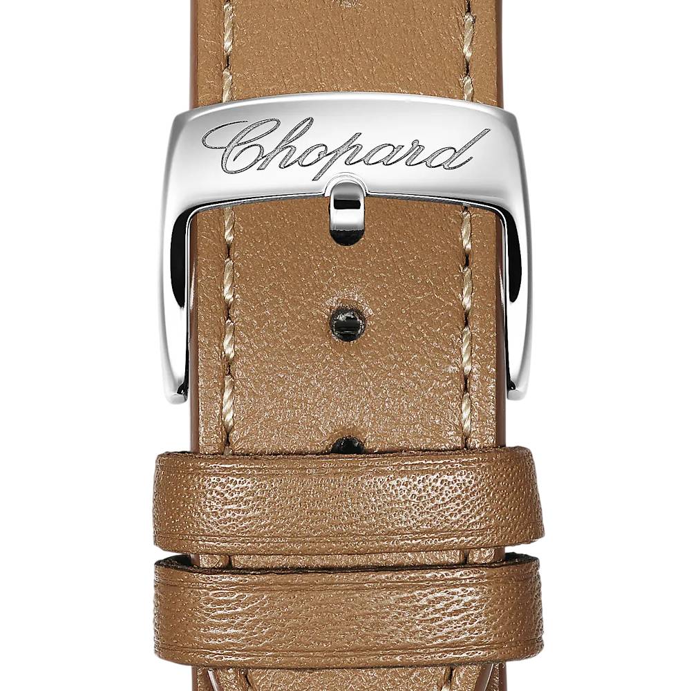 2025 Model Chopard Happy Sport 36 mm Watch - Ref: 278559-6028 -  Khaki Green Dial in  18k Rose Gold and Stainless Steel Case, Brown Calfskin Leather