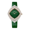 2025 Model Chopard L'Heure Du Diamant Cushion 36 mm Watch - Ref: 13A196-5500 - Green Dial in 18k Rose Gold Case, Green Leather Strap