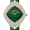 2025 Model Chopard L'Heure Du Diamant Cushion 36 mm Watch - Ref: 13A196-5500 - Green Dial in 18k Rose Gold Case, Green Leather Strap