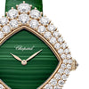 2025 Model Chopard L'Heure Du Diamant Cushion 36 mm Watch - Ref: 13A196-5500 - Green Dial in 18k Rose Gold Case, Green Leather Strap