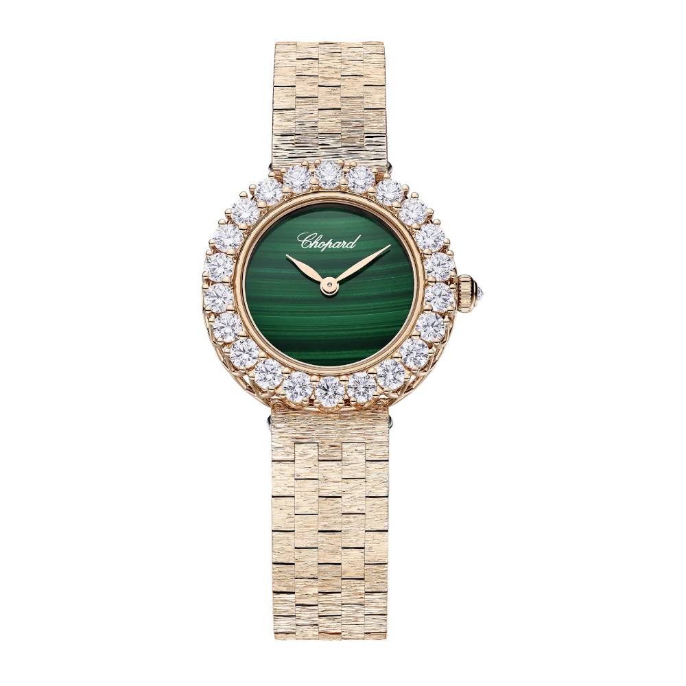 2025 Model Chopard L'Heure Du Diamant Round 26 mm Watch - Ref: 10A178-5311 - Green Dial in 18k Rose Gold Bracelet