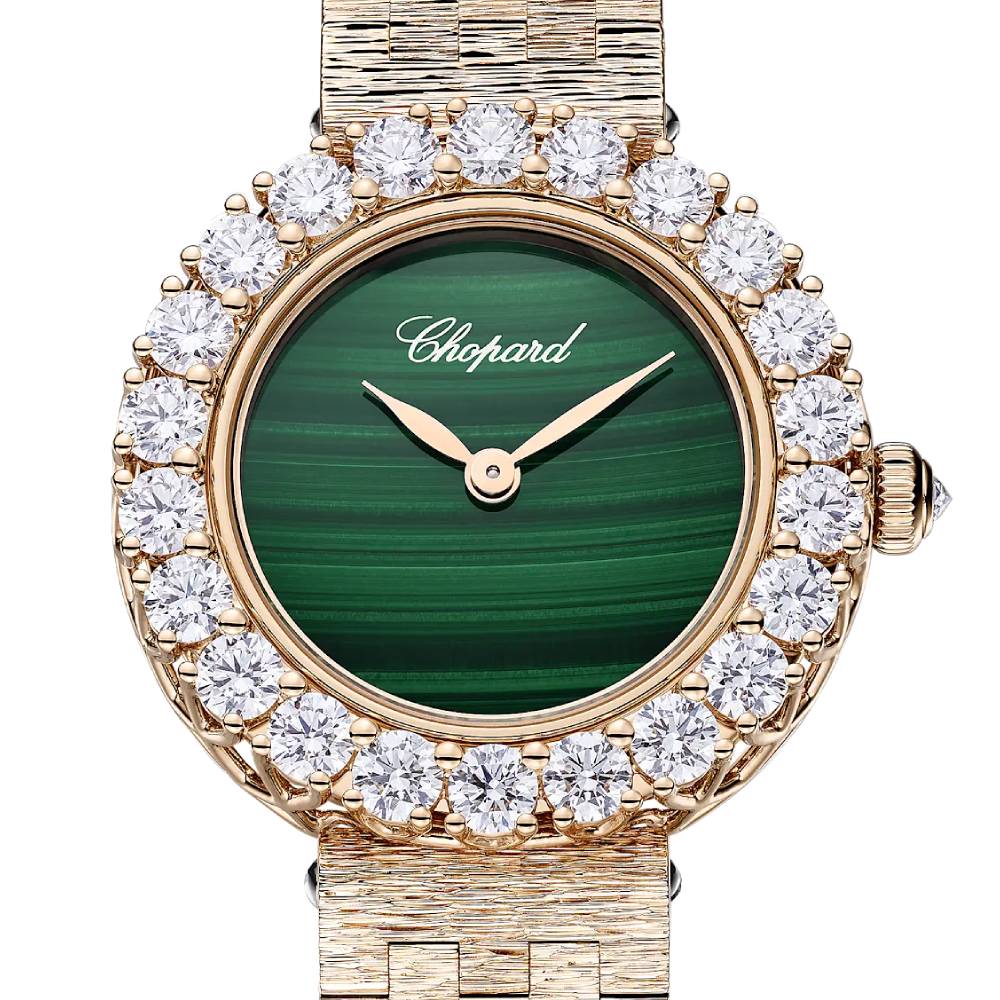 2025 Model Chopard L'Heure Du Diamant Round 26 mm Watch - Ref: 10A178-5311 - Green Dial in 18k Rose Gold Bracelet