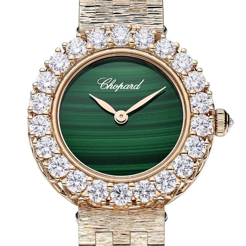 2025 Model Chopard L'Heure Du Diamant Round 26 mm Watch - Ref: 10A178-5311 - Green Dial in 18k Rose Gold Bracelet