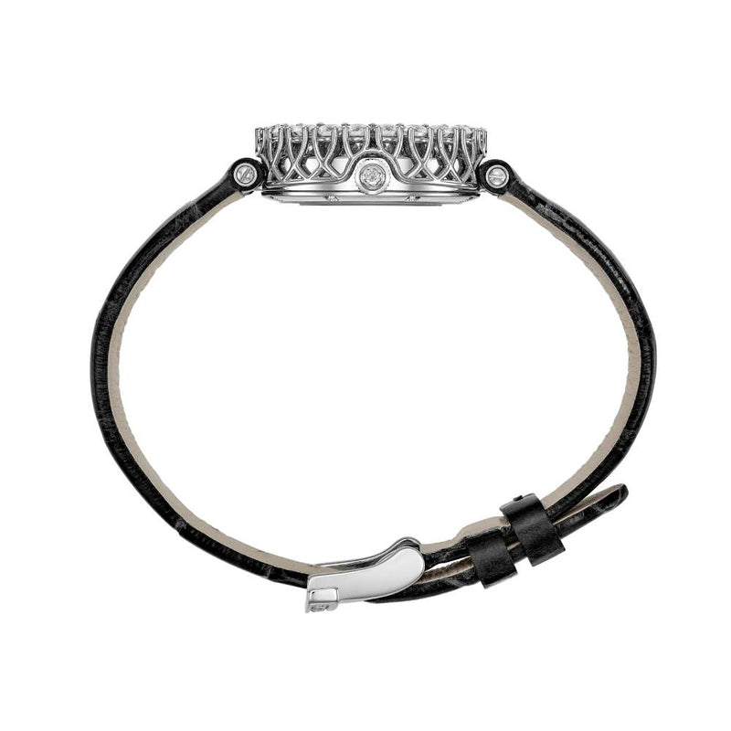 2025 Model Chopard L'Heure Du Diamant Round 26 mm Watch - Ref: 13A178-1302 - Diamond Dial in 18k White Gold Case, Black Leather Strap