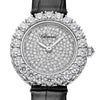 2025 Model Chopard L'Heure Du Diamant Round 26 mm Watch - Ref: 13A178-1302 - Diamond Dial in 18k White Gold Case, Black Leather Strap