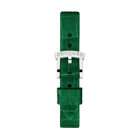 2025 Model Chopard L'Heure Du Diamant Round 26 mm Watch - Ref: 13A178-1310 - Green Dial in 18k White Gold Case, Green Leather Strap