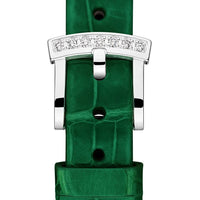 2025 Model Chopard L'Heure Du Diamant Round 26 mm Watch - Ref: 13A178-1310 - Green Dial in 18k White Gold Case, Green Leather Strap