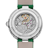 2025 Model Chopard L'Heure Du Diamant Round 26 mm Watch - Ref: 13A178-1310 - Green Dial in 18k White Gold Case, Green Leather Strap