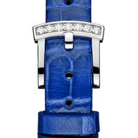 2025 Model Chopard L'Heure Du Diamant Round 26 mm Watch - Ref: 13A178-1312 - Blue Dial in 18k White Gold Case, Blue Leather Strap