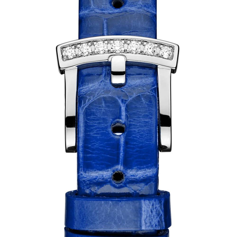 2025 Model Chopard L'Heure Du Diamant Round 26 mm Watch - Ref: 13A178-1312 - Blue Dial in 18k White Gold Case, Blue Leather Strap