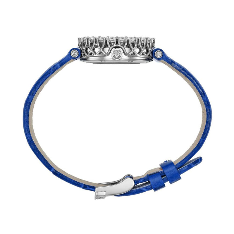 2025 Model Chopard L'Heure Du Diamant Round 26 mm Watch - Ref: 13A178-1312 - Blue Dial in 18k White Gold Case, Blue Leather Strap