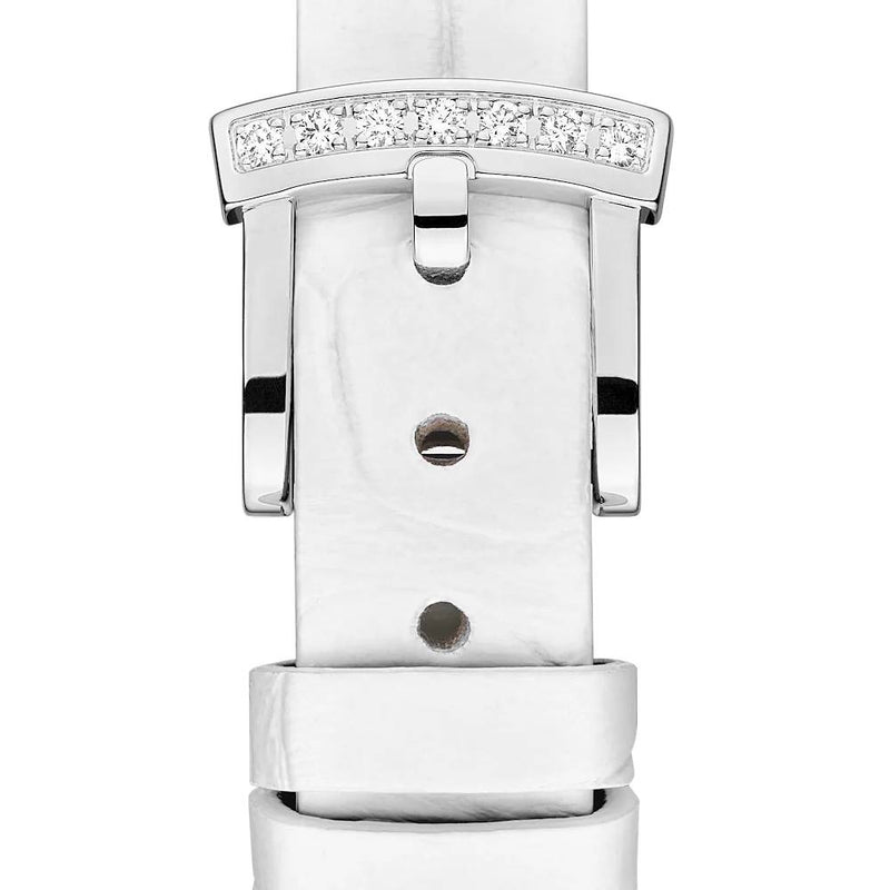 2025 Model Chopard L'Heure Du Diamant Round 26 mm Watch - Ref: 13A178-1316 - Blue-Green Dial in 18k White Gold Case, White Leather Strap