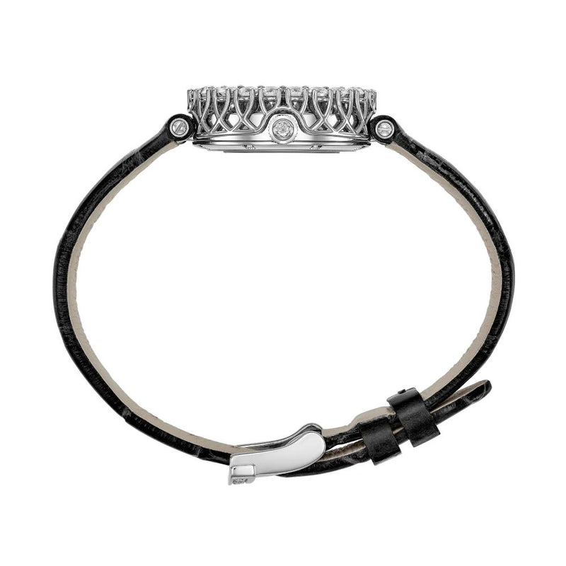 2025 Model Chopard L'Heure Du Diamant Round 26 mm Watch - Ref: 13A178-1318 - Black Dial in 18k White Gold Case, Black Leather Strap