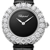 2025 Model Chopard L'Heure Du Diamant Round 26 mm Watch - Ref: 13A178-1318 - Black Dial in 18k White Gold Case, Black Leather Strap