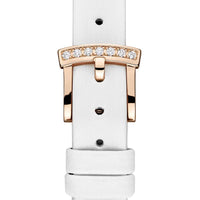 2025 Model Chopard L'Heure Du Diamant Round 26 mm Watch - Ref: 13A178-5317 - White Opal Dial in 18k Rose Gold Case, White Calfskin Strap