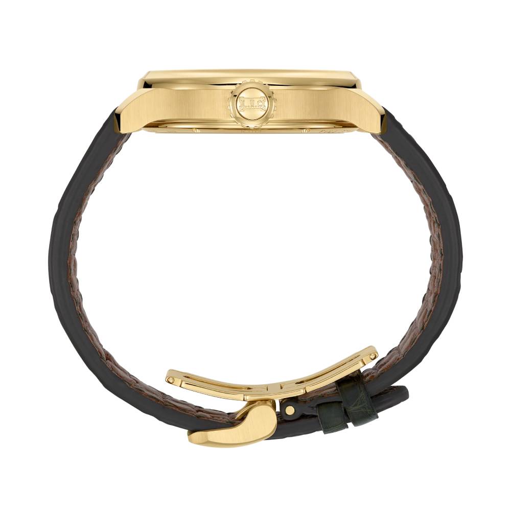 2025 Model Chopard L.U.C Full Strike Revelation 42mm Watch - Ref: 161947-0002 - Openworked Sapphire Dial in 18k Yellow Gold Case, Green Leather