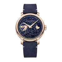 2025 Model Chopard L.U.C Heritage EHG Moon 122 44mm Watch - Ref: 161988-5001 - Blue Aventurine Dial in 18k Rose Gold Case, Blue Calfskin Strap