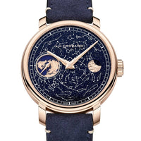2025 Model Chopard L.U.C Heritage EHG Moon 122 44mm Watch - Ref: 161988-5001 - Blue Aventurine Dial in 18k Rose Gold Case, Blue Calfskin Strap