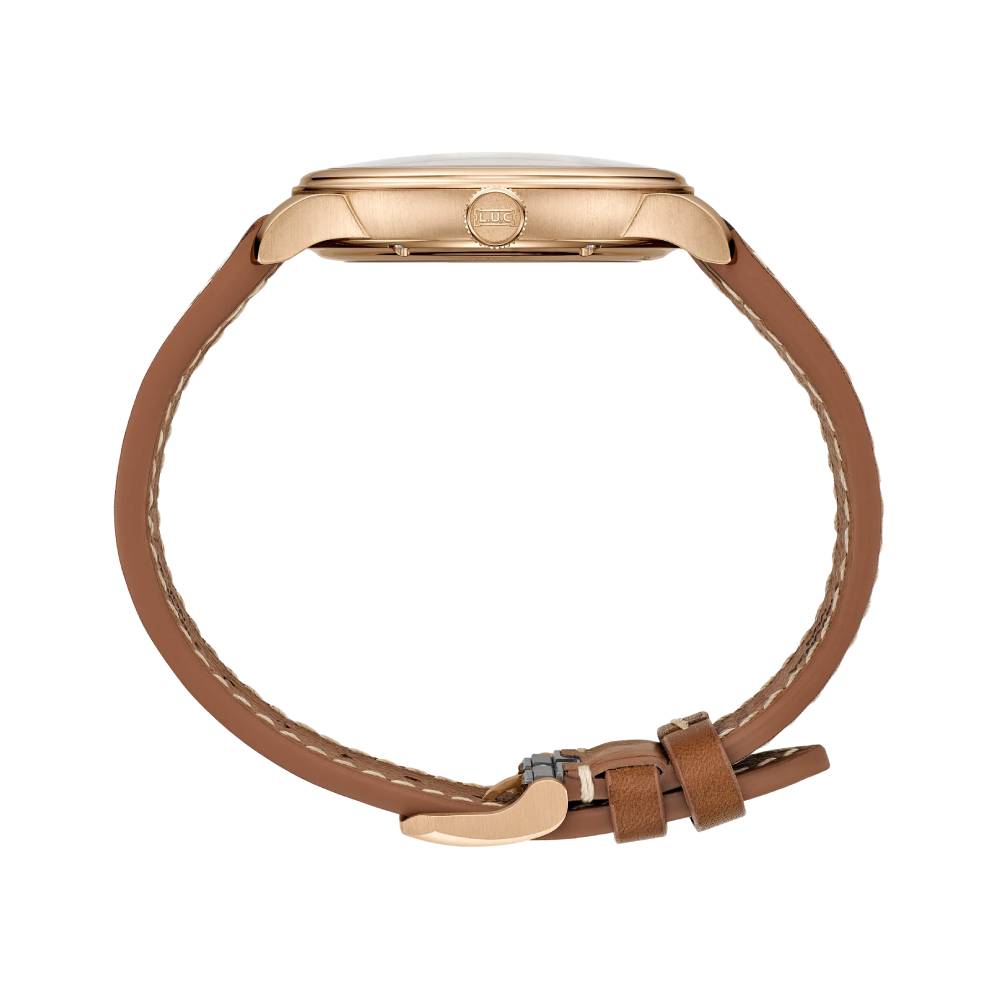 2025 Model Chopard L.U.C Quattro Mark IV 39 mm Watch - Ref: 161954-5001 - Blue Dial in  18k Rose Gold Case, Gray & Brown Leather Strap