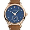 2025 Model Chopard L.U.C Quattro Mark IV 39 mm Watch - Ref: 161954-5001 - Blue Dial in  18k Rose Gold Case, Gray & Brown Leather Strap