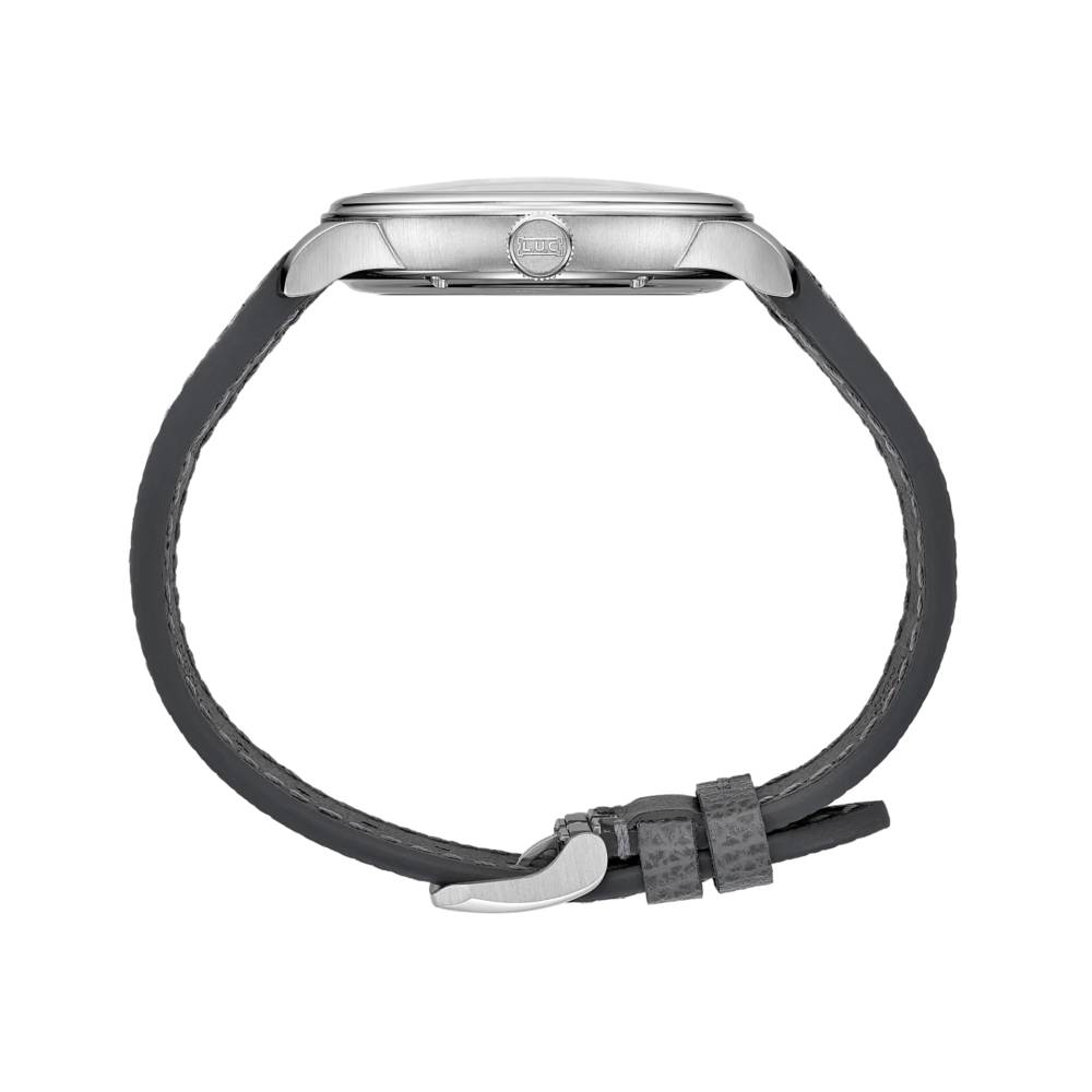 2025 Model Chopard LUC Quattro Mark IV Light 39mm Watch - Ref: 161954-9001 - Blue Index Dial in Platinum Case, Gray Leather