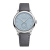 2025 Model Chopard LUC Quattro Mark IV Light 39mm Watch - Ref: 161954-9001 - Blue Index Dial in Platinum Case, Gray Leather
