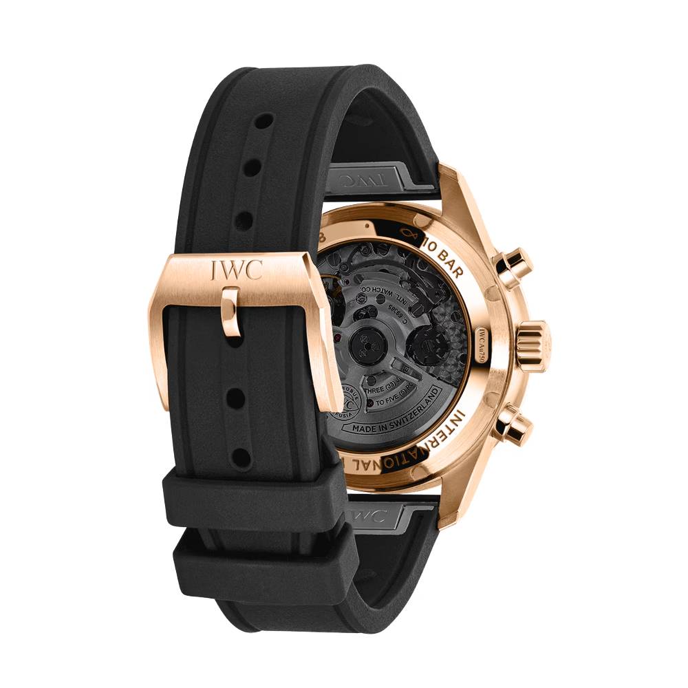 2025 Model IWC Pilot’s Performance Chronograph 41mm - Ref: IW388309 Black Dial in 18k Rose Gold Case, Black Rubber