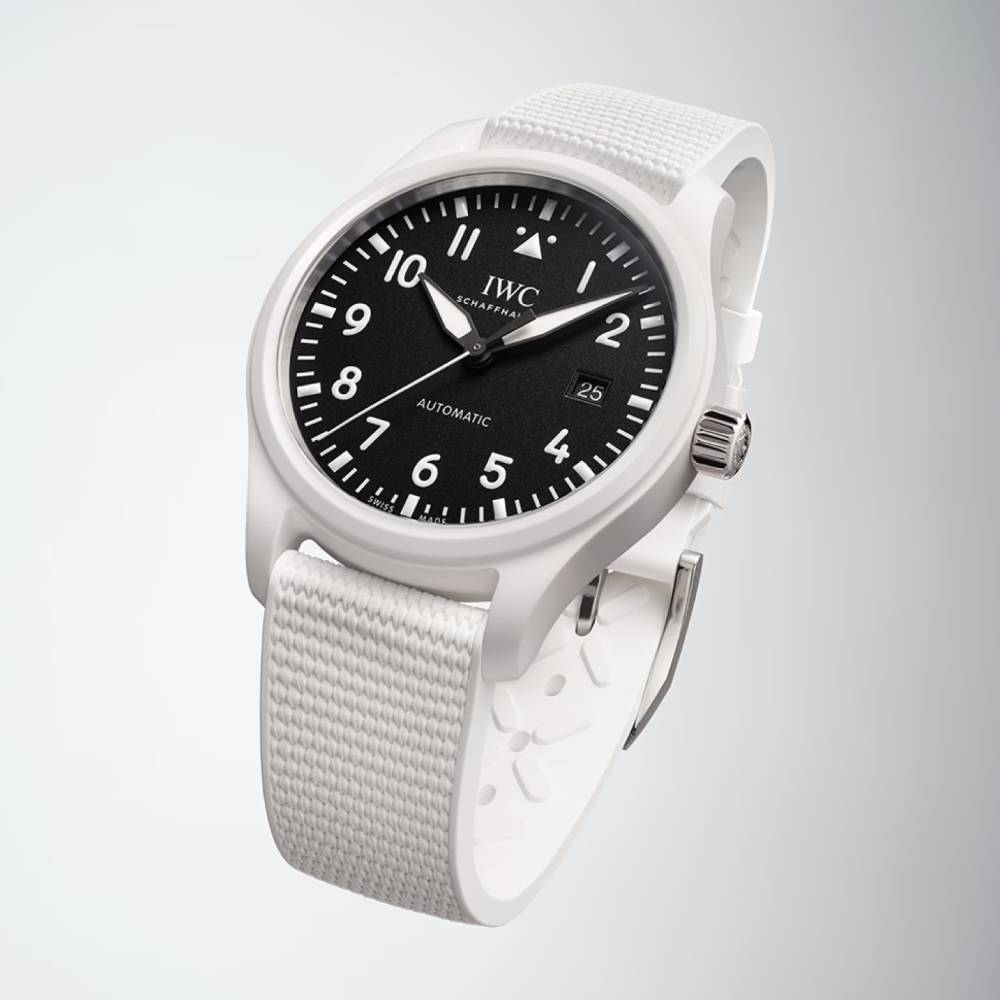 2025 Model IWC Pilot's Automatic TOP GUN Lake Tahoe 41mm - Ref: IW328104 Black Dial in Ceramic Case, White Rubber