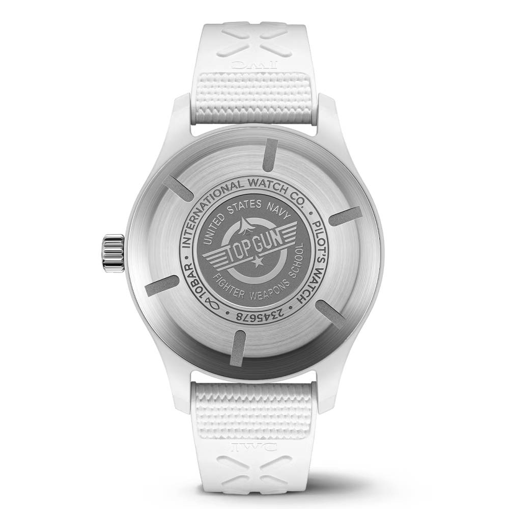 2025 Model IWC Pilot's Automatic TOP GUN Lake Tahoe 41mm - Ref: IW328104 Black Dial in Ceramic Case, White Rubber