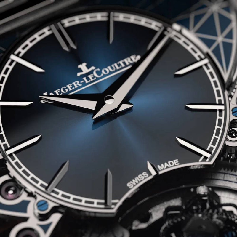 2025 Model Jaeger-LeCoultre Reverso Hybris Artistica Calibre 179, 51mm - Ref: Q39434E1 Blue Dial in 18k White Gold Case, Blue Leather